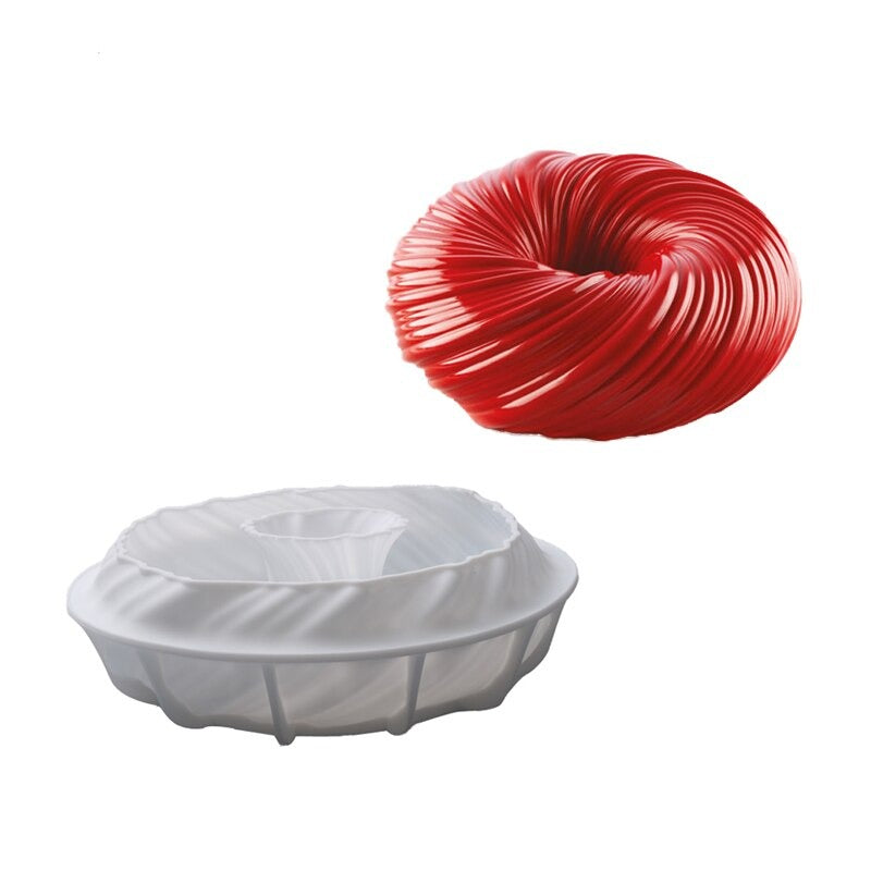 MoldBerry Big & Small Spiral Cake Mould , Spiral Design Round Ring Silicone  Mould Insert Decor Mousse