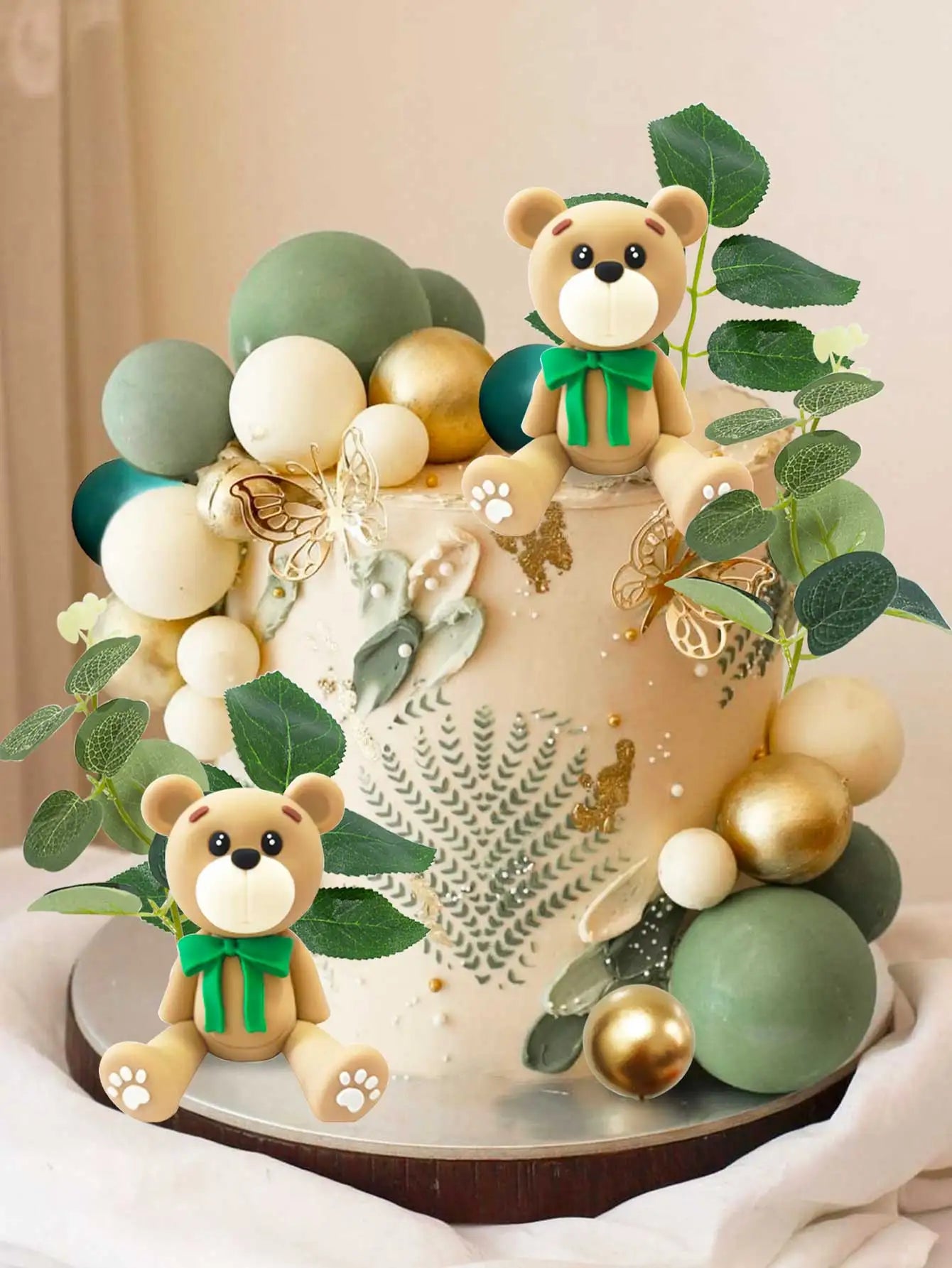 26 PCs Teddy Bear Cake Topper Mint Green Set