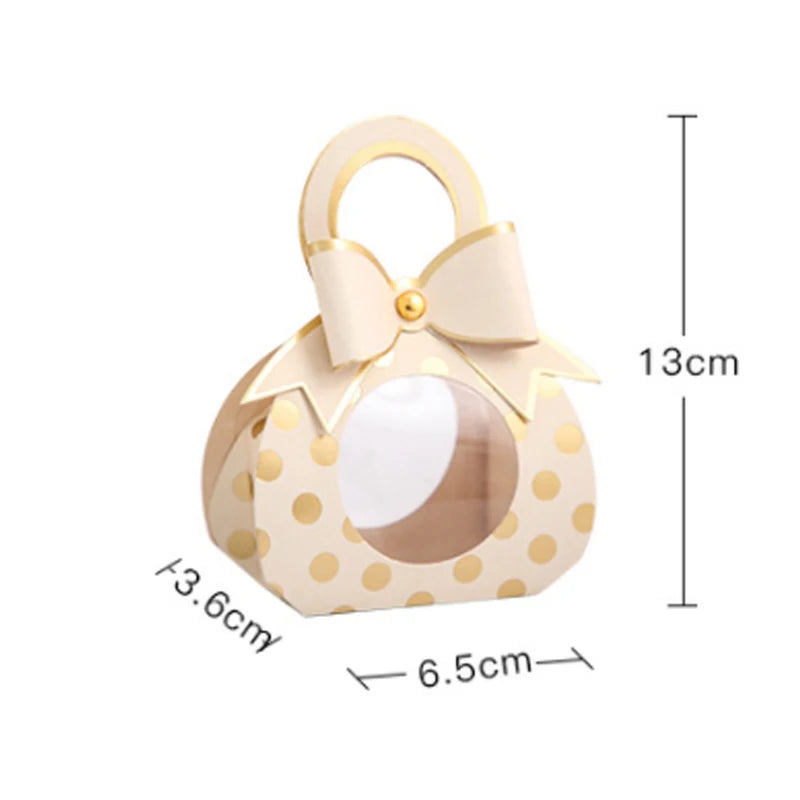 5 Pcs Pink Polka Dotted Treat Bag with Cute Bow