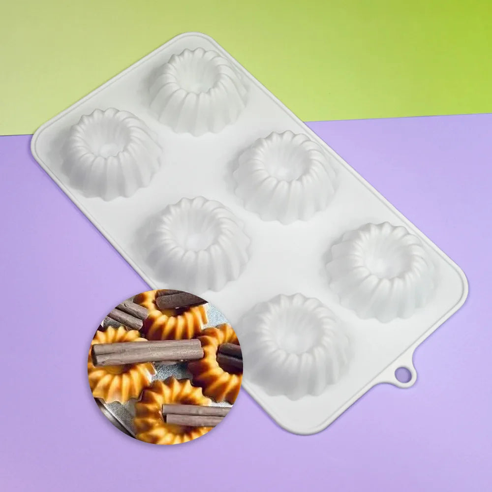 6 Hole Madeleine Design Chocolate Mousse Mould DIY Shell Cake Silicone Mold French Dessert Cake Decorating Tools Bakeware