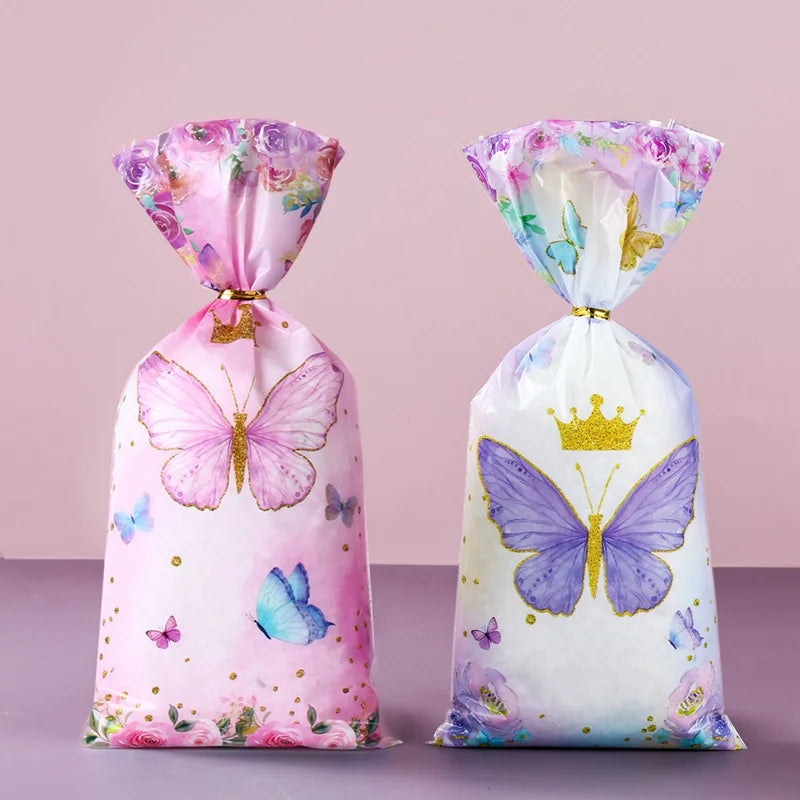 25/50/100pcs Pink and Purple Butterfly Candy Bags