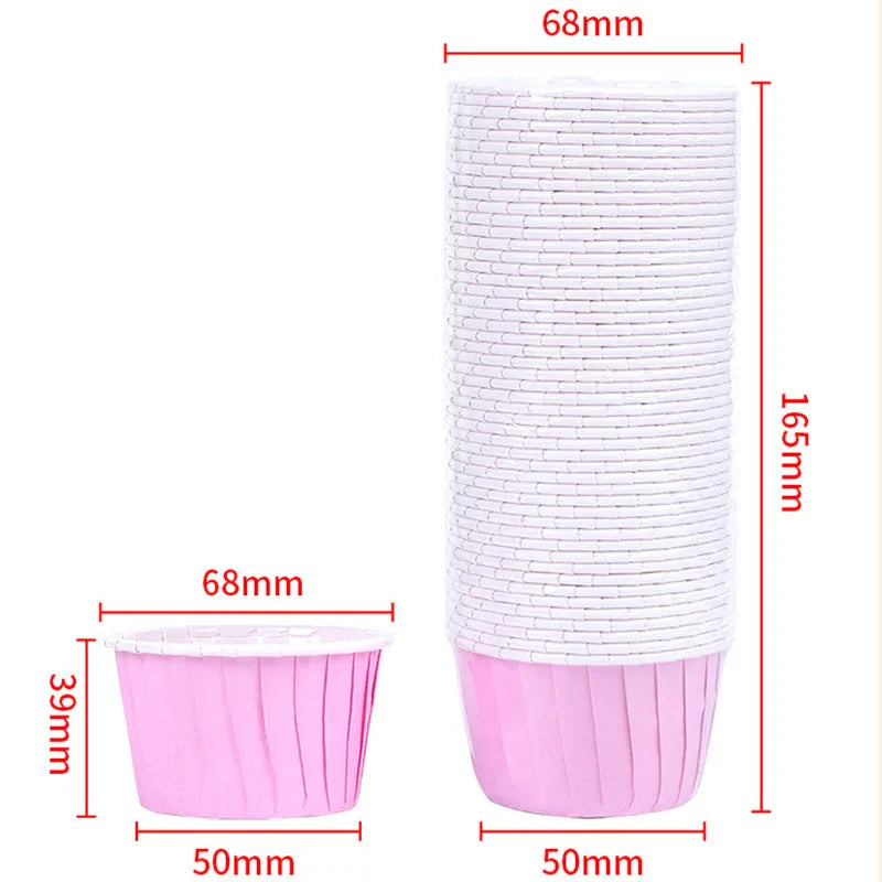 50Pcs Rolled Muffin Paper Cup Coated High Temperature Resistant Cake Snack Cupcake Wedding Party Baking Kitchen Accessories