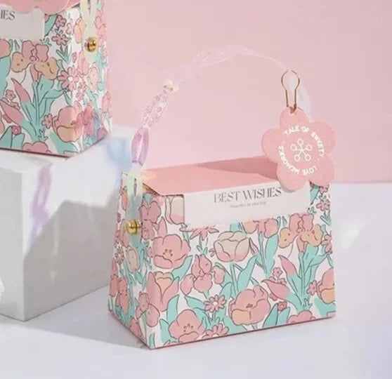 5 Pcs Pink Floral Treat Bag