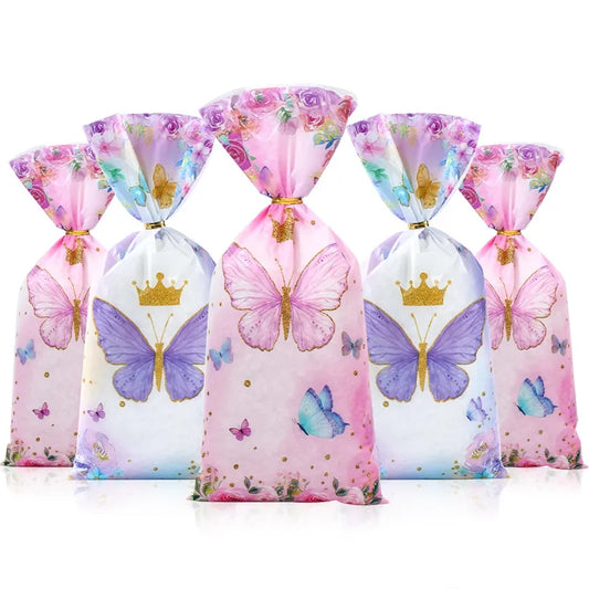 25/50/100pcs Pink and Purple Butterfly Candy Bags