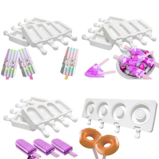 Popsicle Moulds in 6 different Designs, Donut, Regular, Ribbed, Conical, Diamond and HexagonWith 50 Sticks included